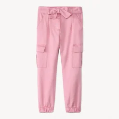 Cargojoggingbroek in twill met riem meisjes