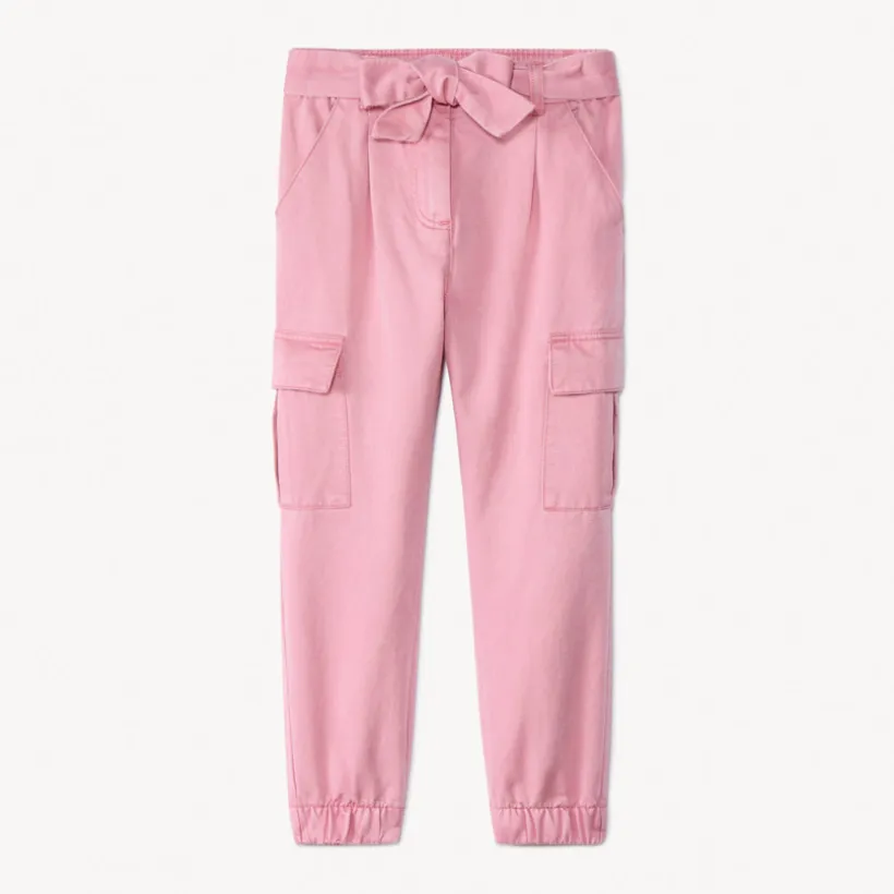 Cargojoggingbroek in twill met riem meisjes