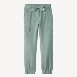 Cargojoggingbroek in twill met riem meisjes
