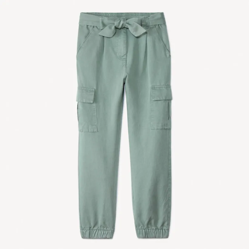 Cargojoggingbroek in twill met riem meisjes