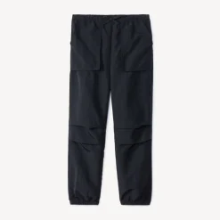 Cargo joggingsbroek van parachutestof meisjes zwart elastische taille met koordje