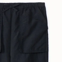Cargo joggingsbroek van parachutestof meisjes zwart elastische taille met koordje