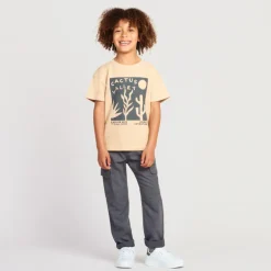 Cargojogging van stof jongens in antraciet met elastische taille en aantrekkoord