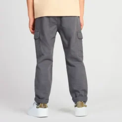 Cargojogging van stof jongens in antraciet met elastische taille en aantrekkoord