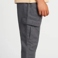 Cargojogging van stof jongens in antraciet met elastische taille en aantrekkoord
