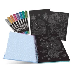Carnet de coloriage à pages noires et crayons gels métalliques Isadora