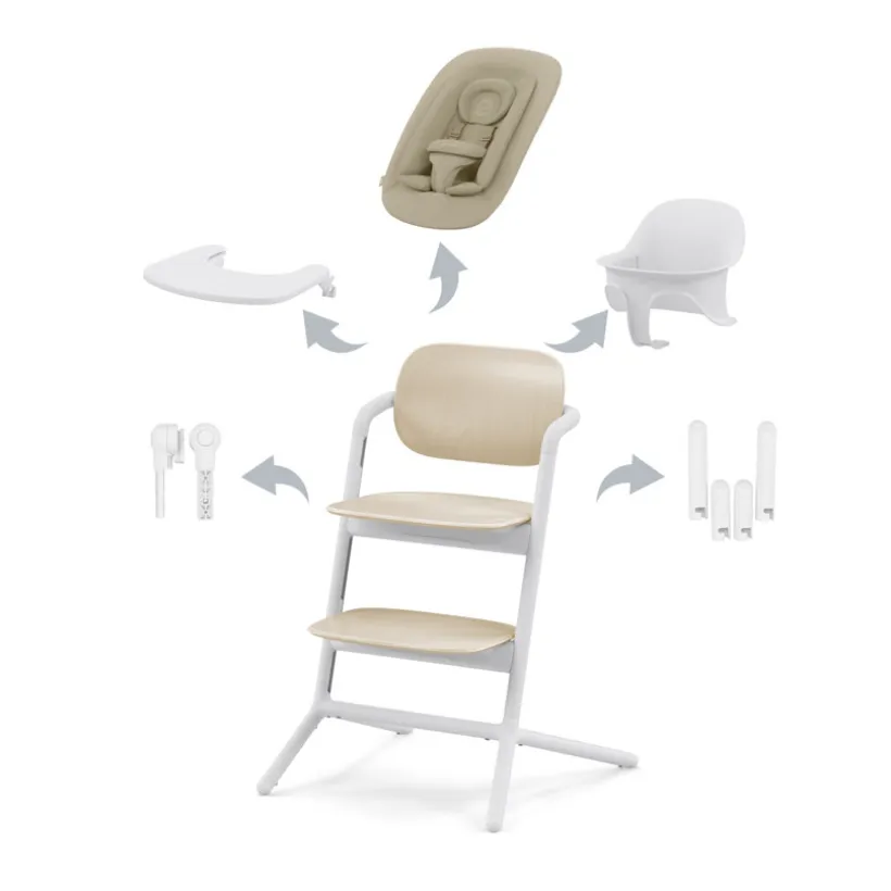 Chaise-haute évolutive Lemo 4 en 1 sand white