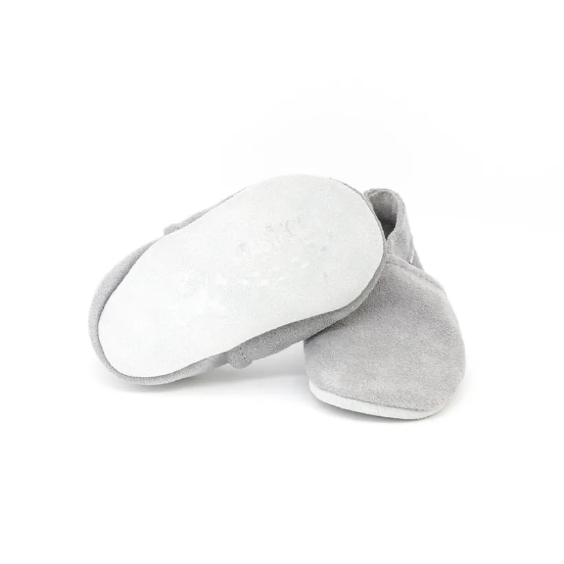 Chaussons souples 3-6M en suède Babysoft sky