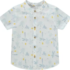 Chemise korte mouwen met arty print en mao kraag voor baby jongen
