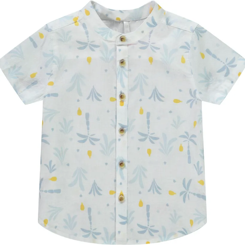 Chemise korte mouwen met arty print en mao kraag voor baby jongen