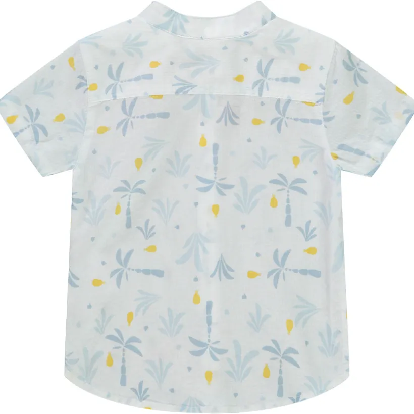 Chemise korte mouwen met arty print en mao kraag voor baby jongen