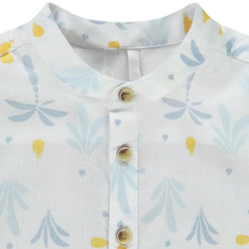 Chemise korte mouwen met arty print en mao kraag voor baby jongen