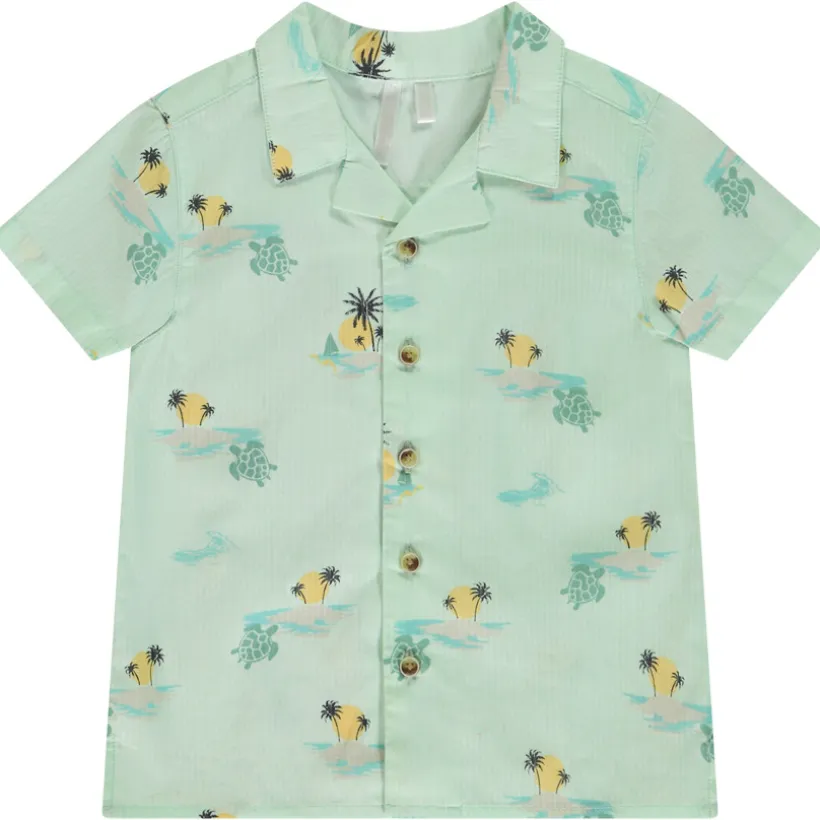 **Chemise korte mouwen met eilandenprint voor baby jongen**