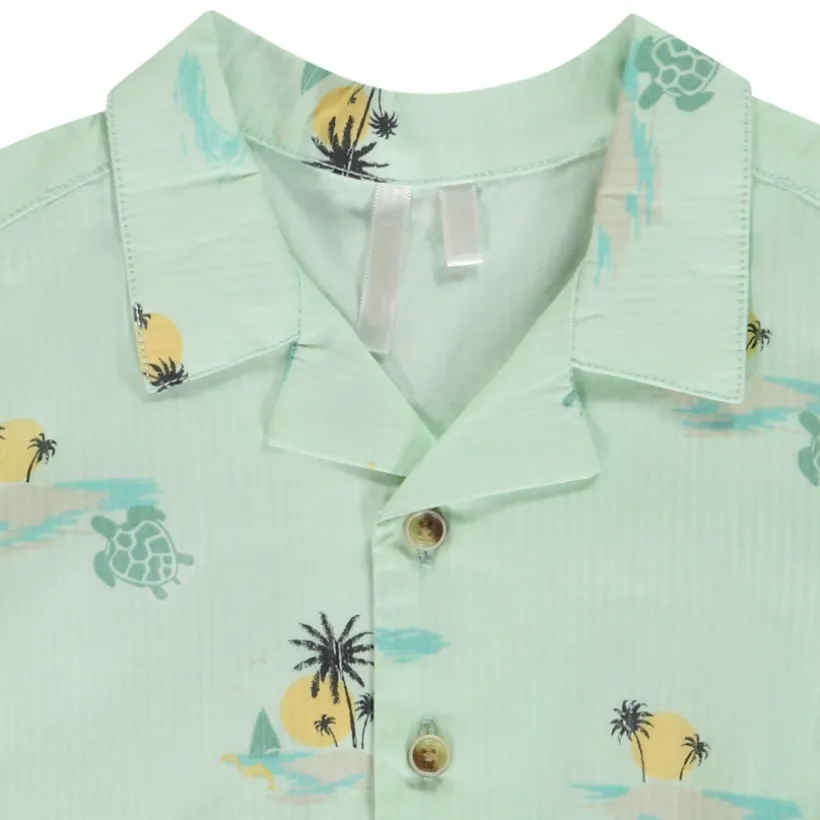 **Chemise korte mouwen met eilandenprint voor baby jongen**