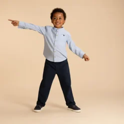 Chemise manches longues unie à col mao garçon