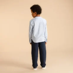 Chemise manches longues unie à col mao garçon