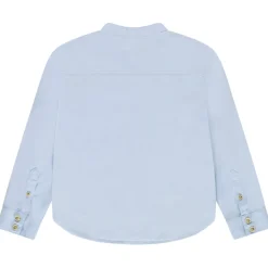Chemise manches longues unie à col mao garçon
