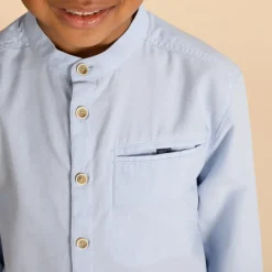 Chemise manches longues unie à col mao garçon