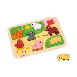 Chunky boerderijpuzzel met 7 dikke stukken voor kleine handjes