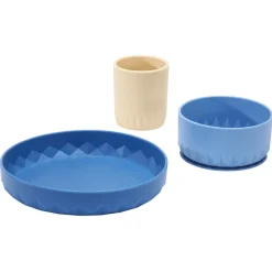 Coffret eetset 3-delig in siliconen Origami - Blauw