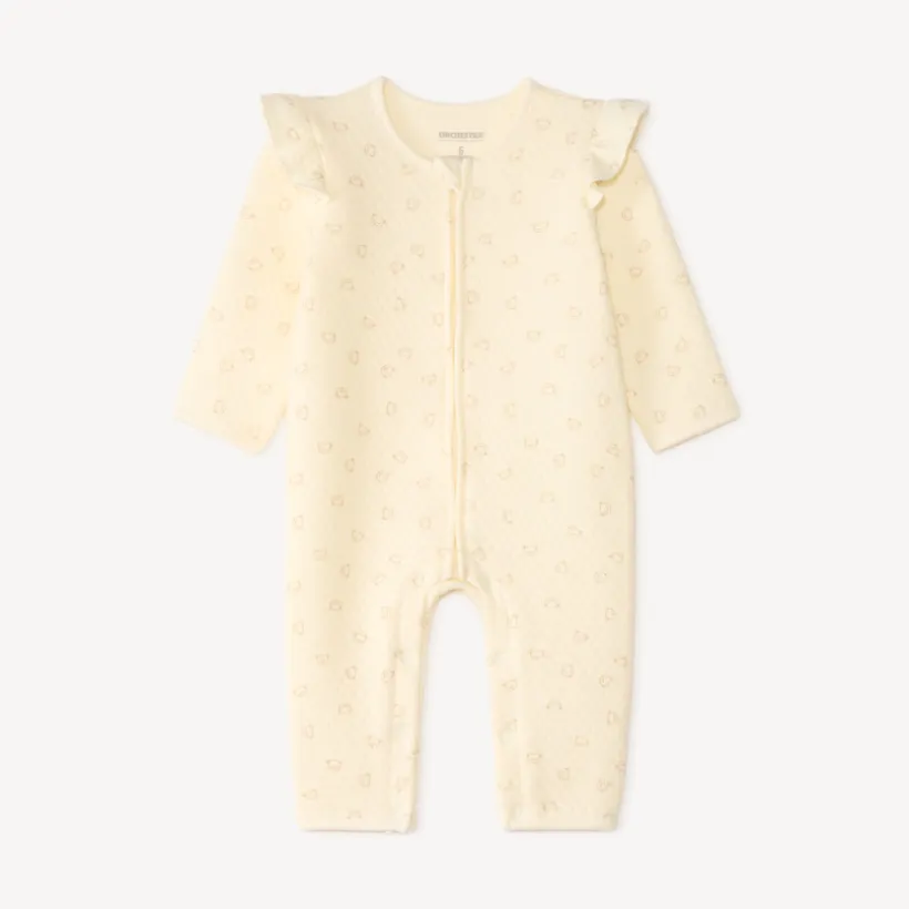 Combinatie van fantasietextiel met een bedrukte teddybeer voor meisjesbaby's