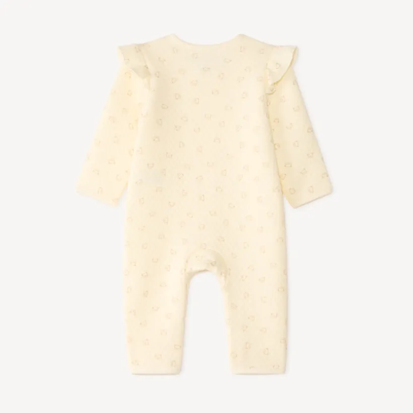 Combinatie van fantasietextiel met een bedrukte teddybeer voor meisjesbaby's