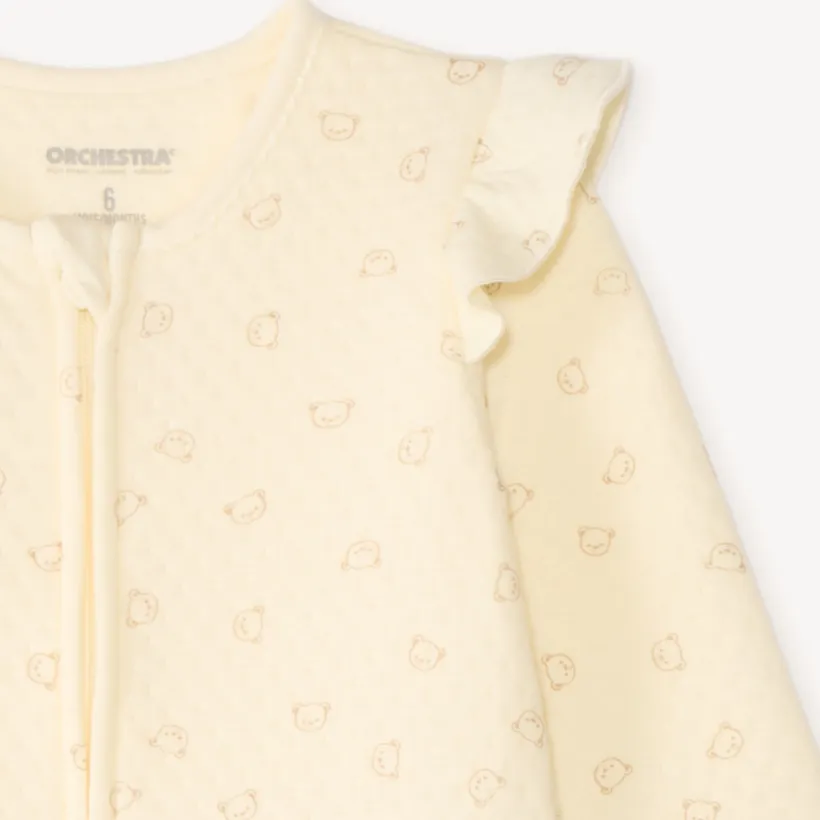 Combinatie van fantasietextiel met een bedrukte teddybeer voor meisjesbaby's
