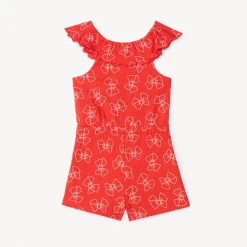 Combishort col bardot met een knoopjesprint voor babymeisjes