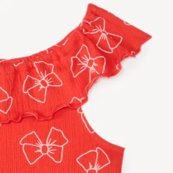 Combishort col bardot met een knoopjesprint voor babymeisjes