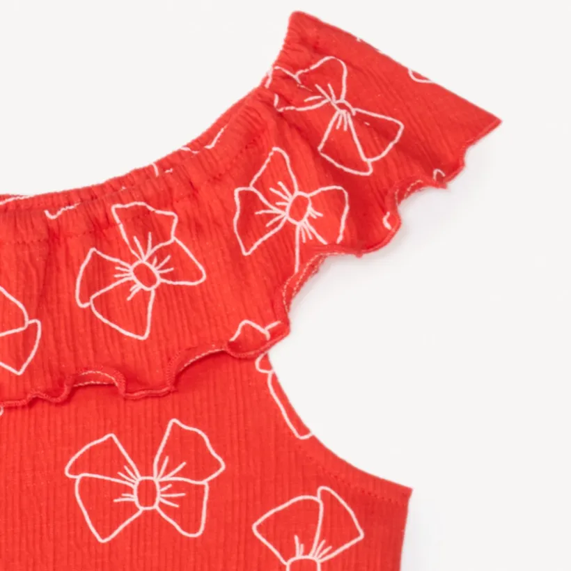 Combishort col bardot met een knoopjesprint voor babymeisjes