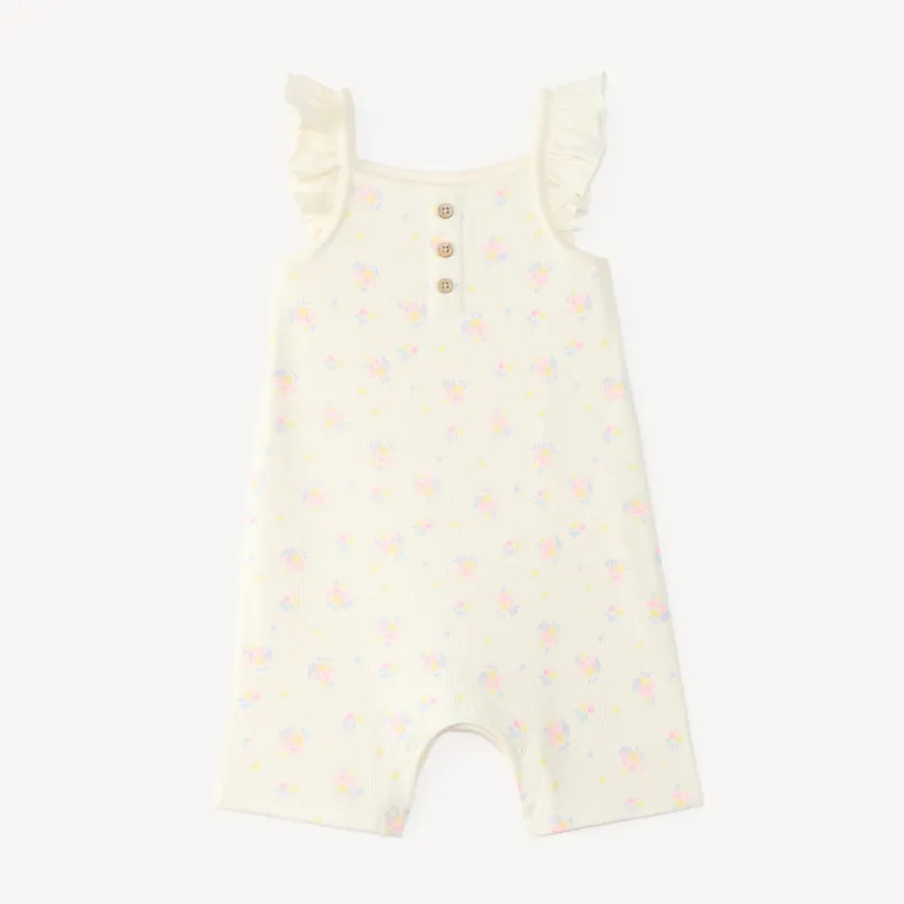 Combi-short en ribstof met bloemenprint meisjes.