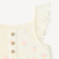 Combi-short en ribstof met bloemenprint meisjes.
