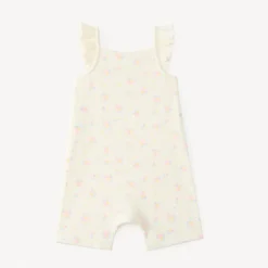 Combi-short en ribstof met bloemenprint meisjes.