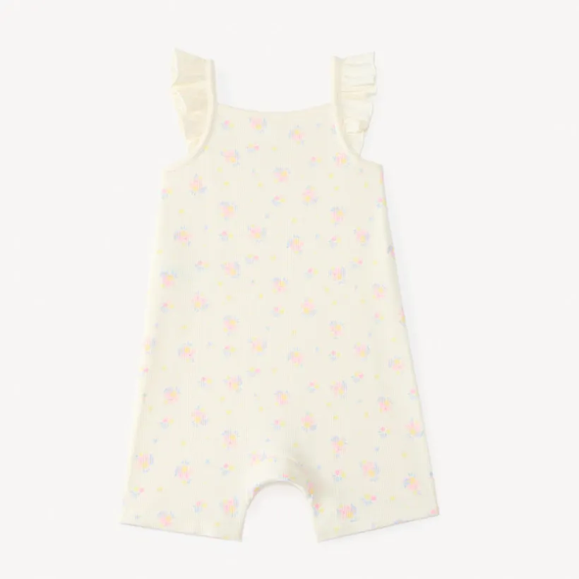 Combi-short en ribstof met bloemenprint meisjes.