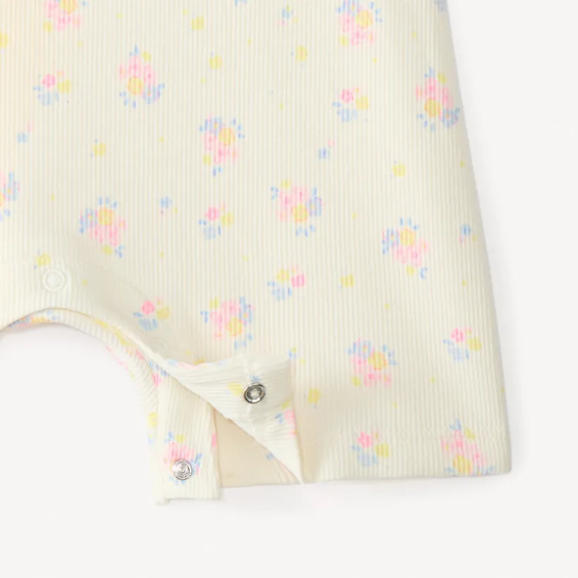 Combi-short en ribstof met bloemenprint meisjes.