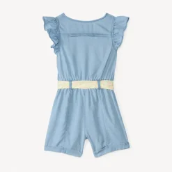 Combishort van canvas met riem voor meisjesbaby.