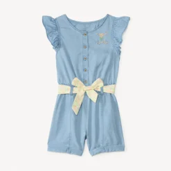 Combishort van canvas met riem voor meisjesbaby.