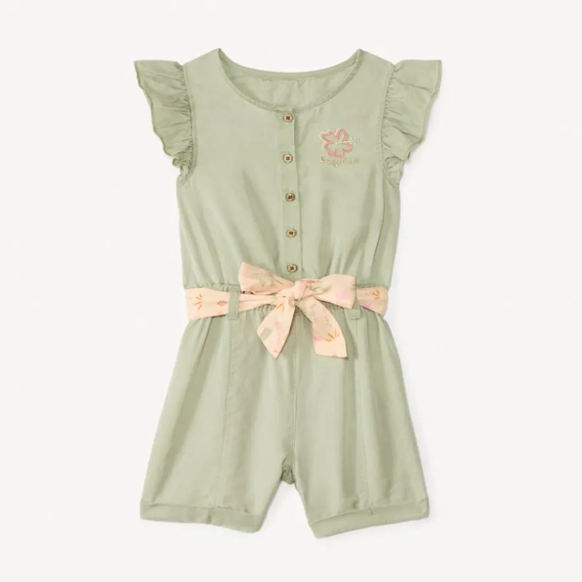 Combishort van sergé met tailleband voor meisjesbaby