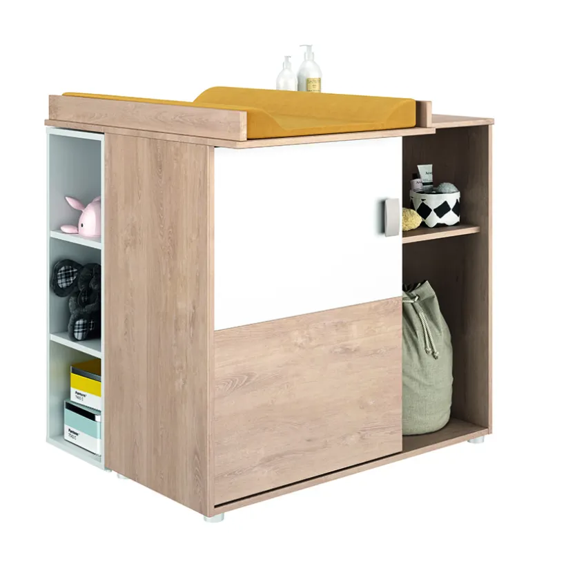 Commode Emma 1 deur 2 nissen Eiken blond en wit