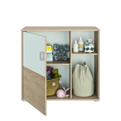Commode Emma 1 deur 2 nissen Eiken blond en wit