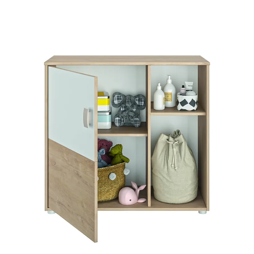 Commode Emma 1 deur 2 nissen Eiken blond en wit