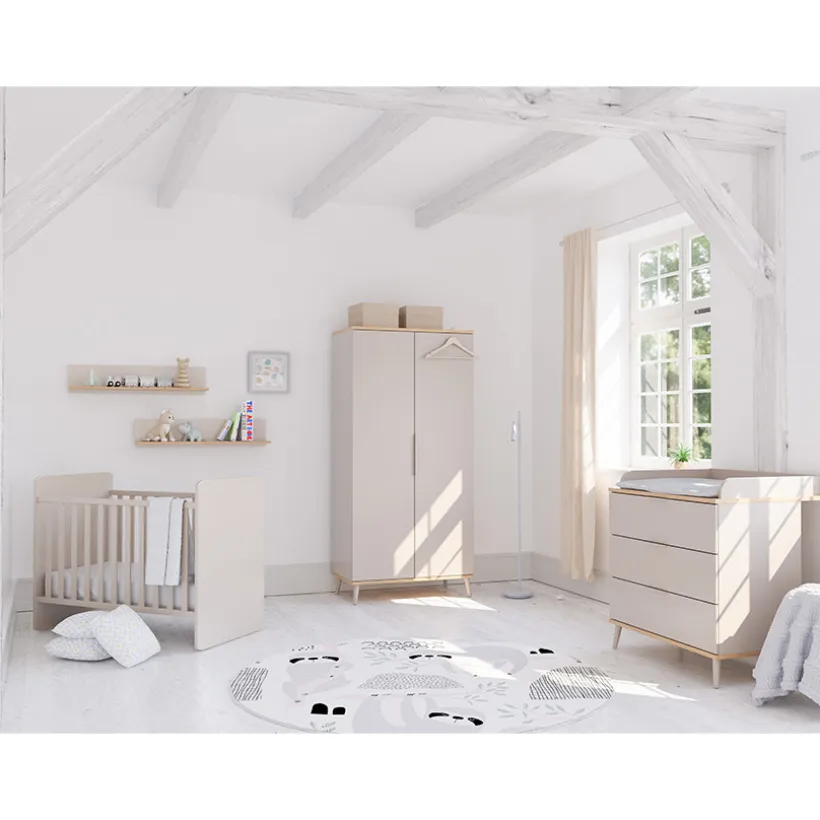 Commode Hazel inclusief luiertafel Kasjmier beige / Eik montana