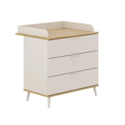 Commode Hazel inclusief luiertafel Kasjmier beige / Eik montana