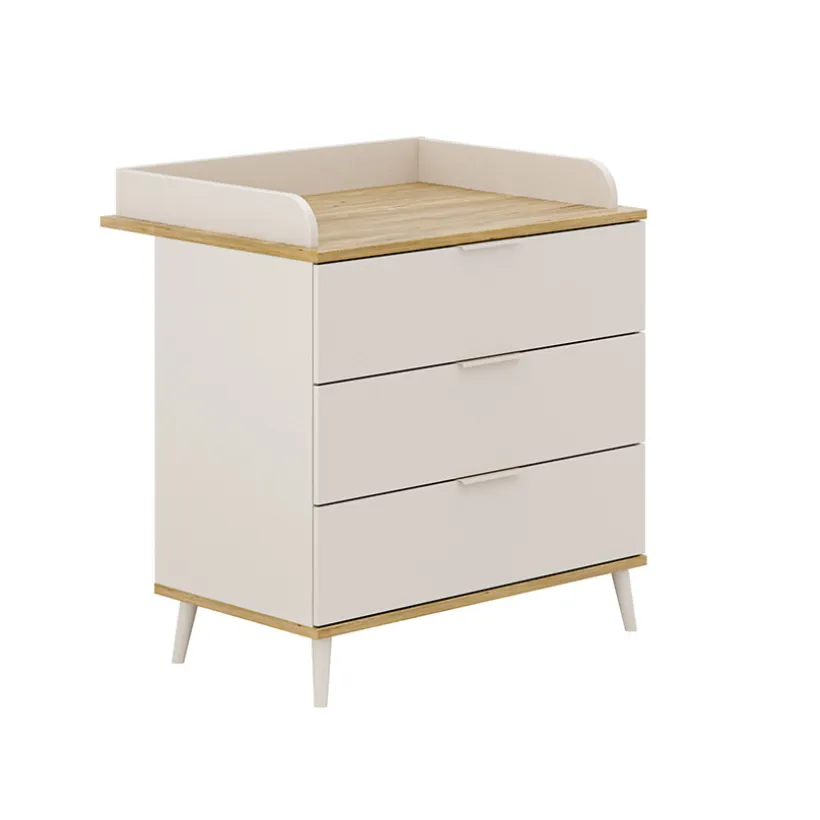 Commode Hazel inclusief luiertafel Kasjmier beige / Eik montana