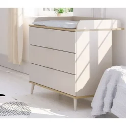 Commode Hazel inclusief luiertafel Kasjmier beige / Eik montana