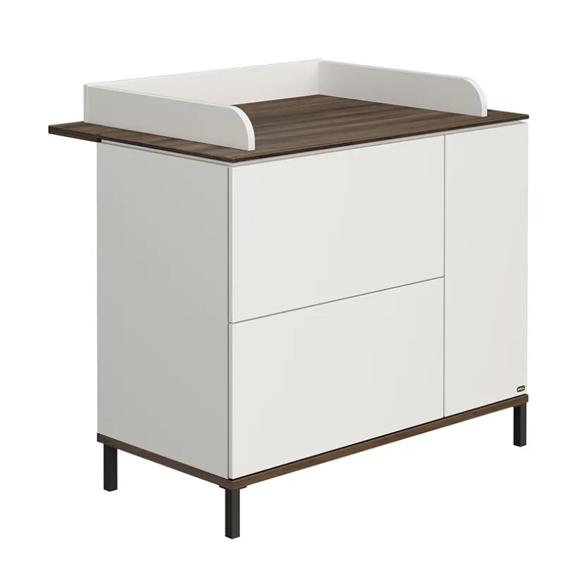 Commode + Luiertafel Lovely Aliv Off white/Dark walnut