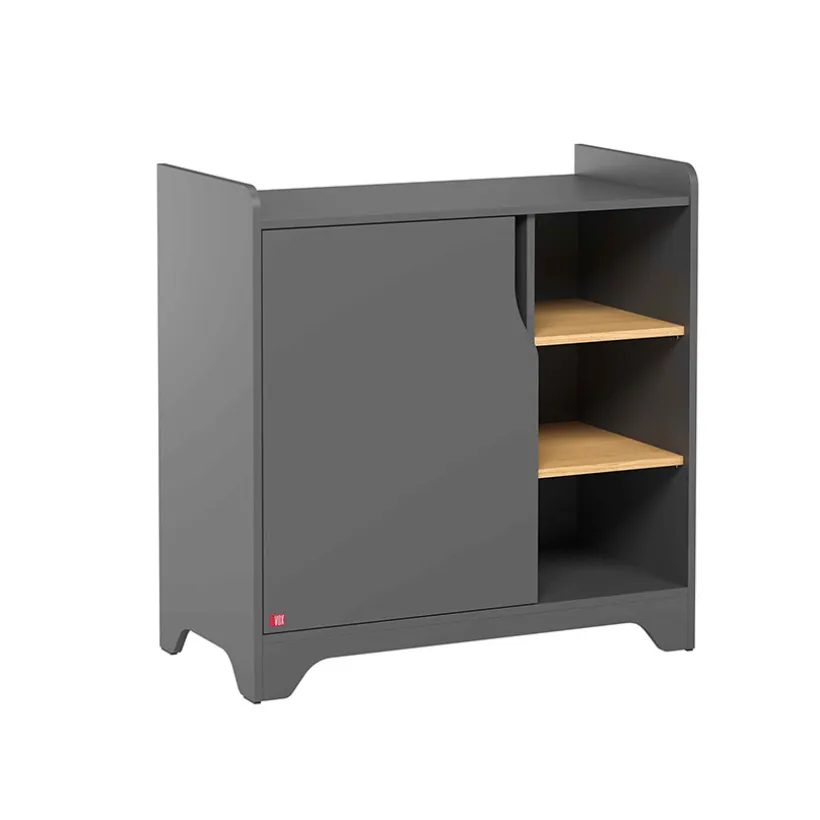 Commode met luiertafel Leaf Grafiet/Hout
