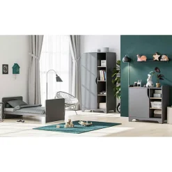 Commode met luiertafel Leaf Grafiet/Hout