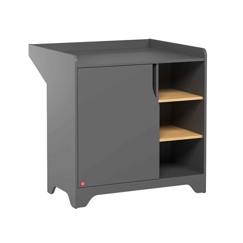 Commode met luiertafel Leaf Grafiet/Hout
