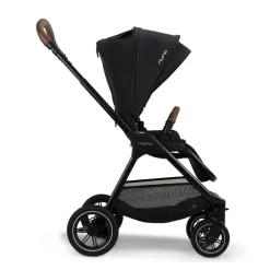 Compact kinderwagen Triv Next caviar/chocolat met verstelbaar stuur en chocolade lederlook